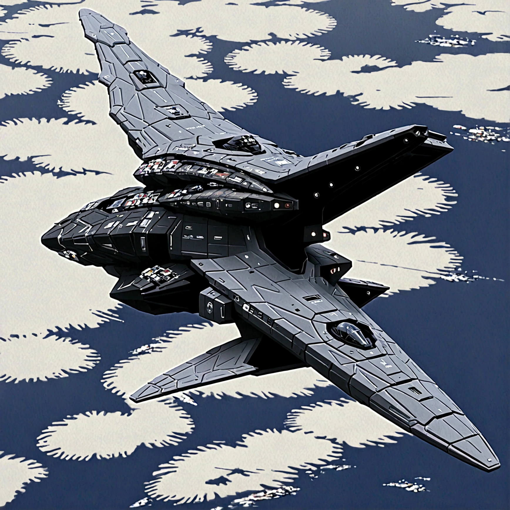 Uma space ship voando sobre uma grande cidade. Alien spacecraft arriving to Earth, science fiction illustration, science fiction detailed art, In the sky, space ship, naves espaciais In the sky ensolarado.