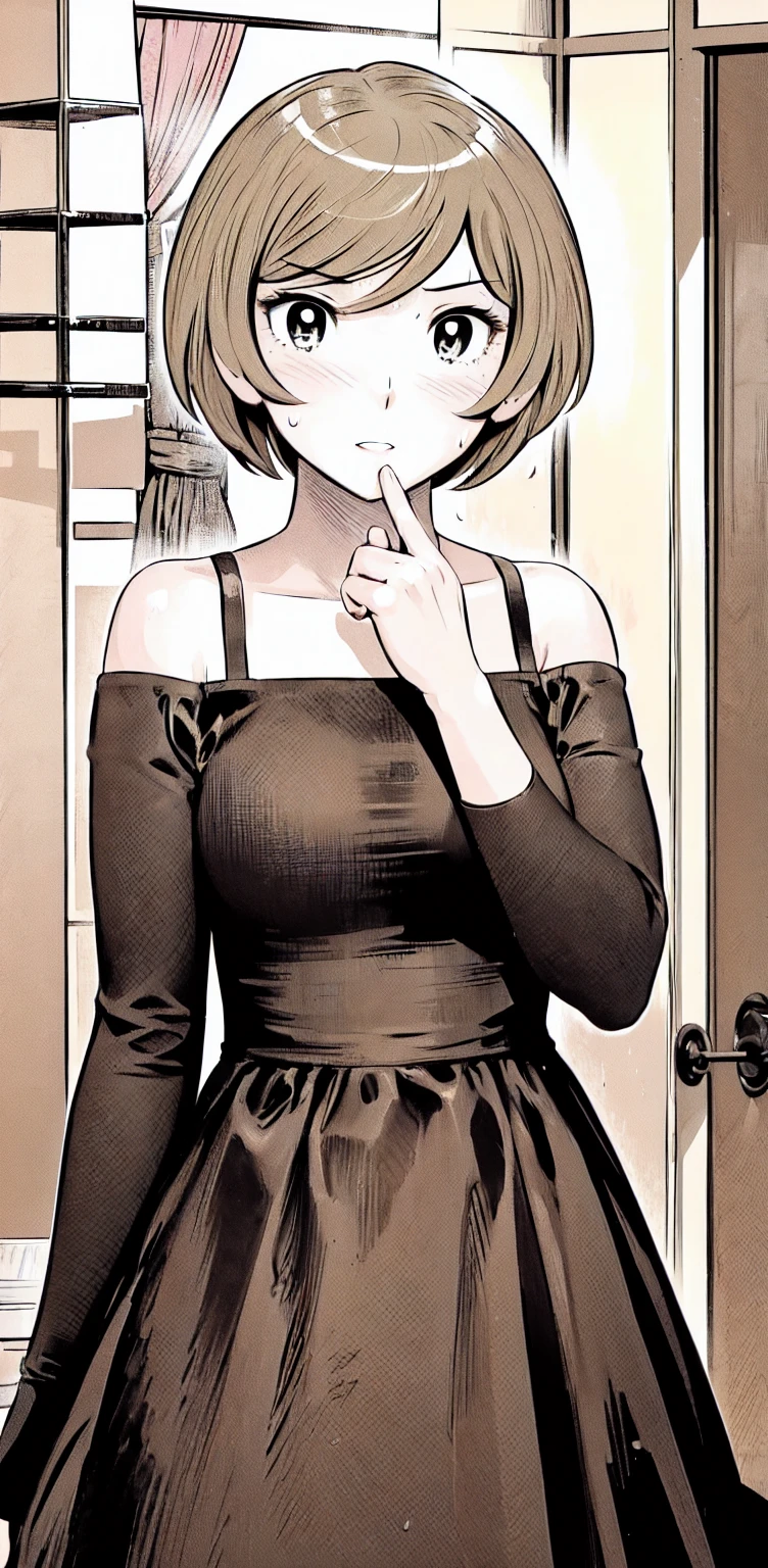 、(masterpiece、Highest quality)、Highest quality, Ultra-high resolution, (((masterpiece))), alone, Sweat、Big eyes,Show Viewer,
blonde,(short hair:1.2), (Highest quality:1.3),One Girl,Private Server、Floral dress、nature、Off the shoulder、Embarrassed face