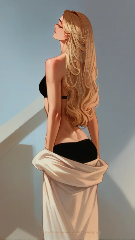 Beautiful charming woman, beautiful and narrow back, angelic beauty, HD quality, 4K quality, digital art
