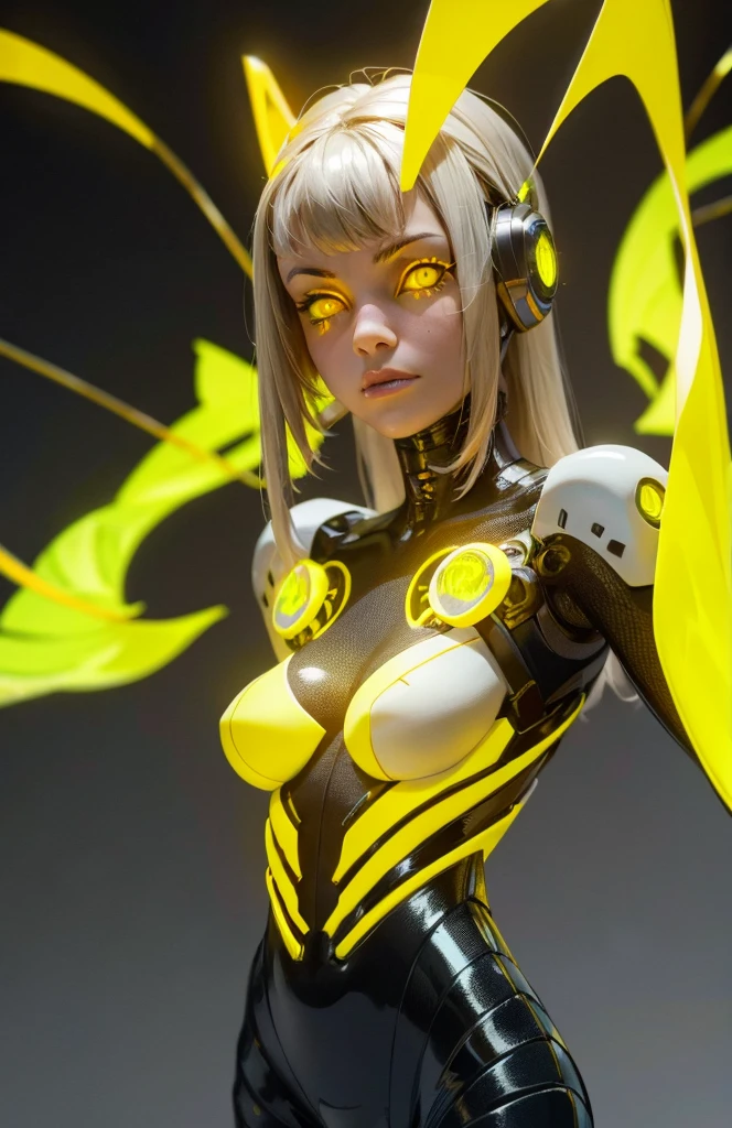 complex 3d render ultra detailed of a beautiful porcelain profile girl latina face, angel, robotic parts, 150 mm, beautiful studio soft light, rim light, vibrant details, luxurious cyberpunk, lace, ((glowing yellow eyes:1.5)), hyperrealistic, anatomical, facial muscles, cable electric wires, microchip, elegant, beautiful background, octane render, H. R. Giger style, 8k, best quality, masterpiece, illustration, an extremely delicate and beautiful, extremely detailed ,CG ,unity ,wallpaper, (realistic, photo-realistic:1.37),Amazing, finely detail, masterpiece,best quality,official art, extremely detailed CG unity 8k wallpaper, absurdres, incredibly absurdres, robot, silver halmet, full body