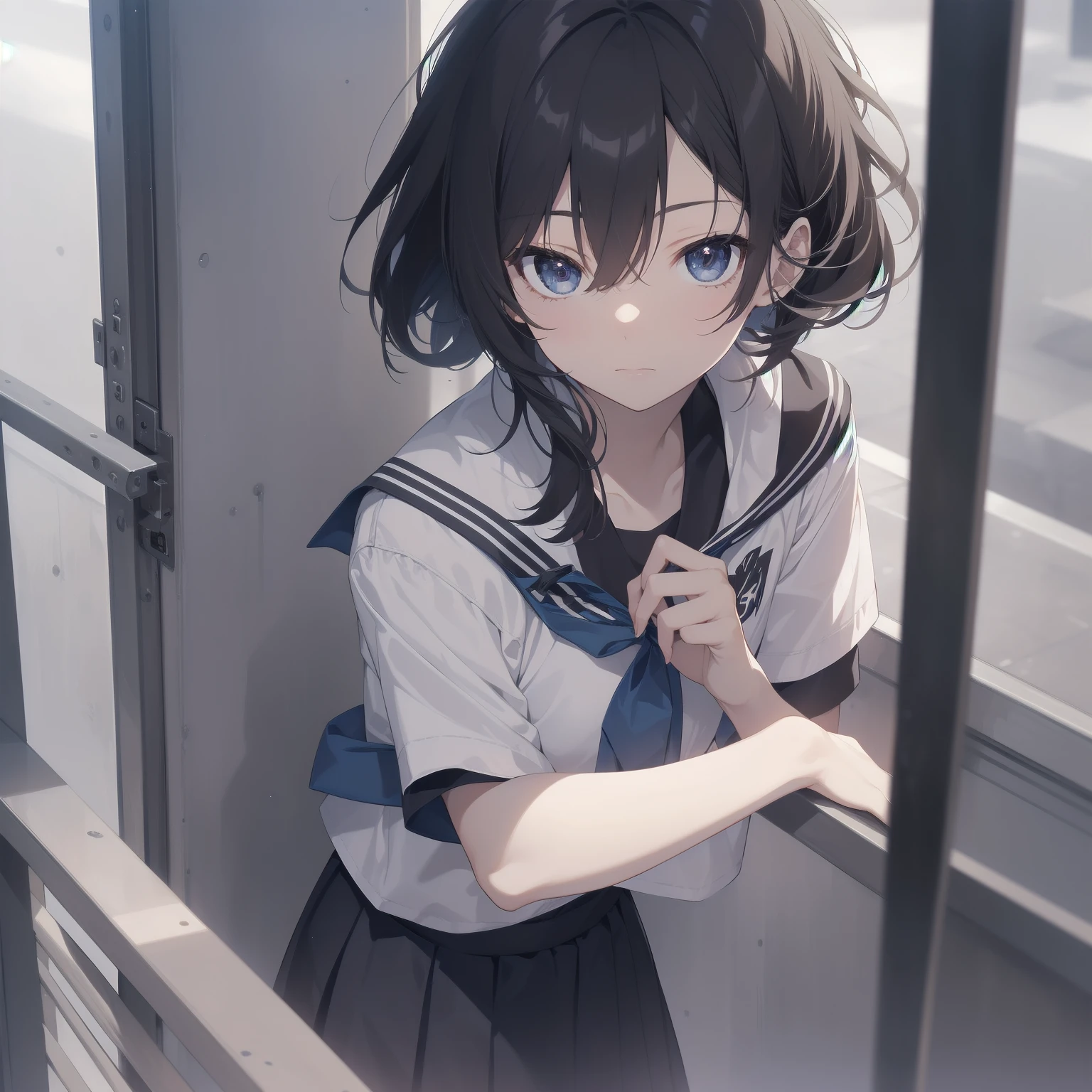 ultra-absurdres-Top quality by artist God, ultra-detailed, high resolution, anime moe artstyle, best anime 8k konachan wallpaper, pixiv contest winner, pool:2810, perfect anatomy,break, 1girl, (Please draw a girl walking sleepily to school alone. )break,(Solo,little female, 13-year-old:1.3),Full limbs, complete fingers,a junior high school student, (very short hair), short cut, flat chest, , small butt, small black eyes, beautiful detailed eyes, well-proportioned iris and pupils, expressive eyes, highres detailed hair, soft expression, salor school_uniform, sailor collar, serahuku, bow, pleated skirt,(Detailed Lighting), (Detailed background), in the School commute route. break,super detailed skin, Best cinematic lighting powered by famous artist, 8k,beauty illustration,photoshop_(medium),very aesthetic,break,((artist:toosaka_asagi )), artist:clamp ,artist:carnelian ,artist:kantoku ,