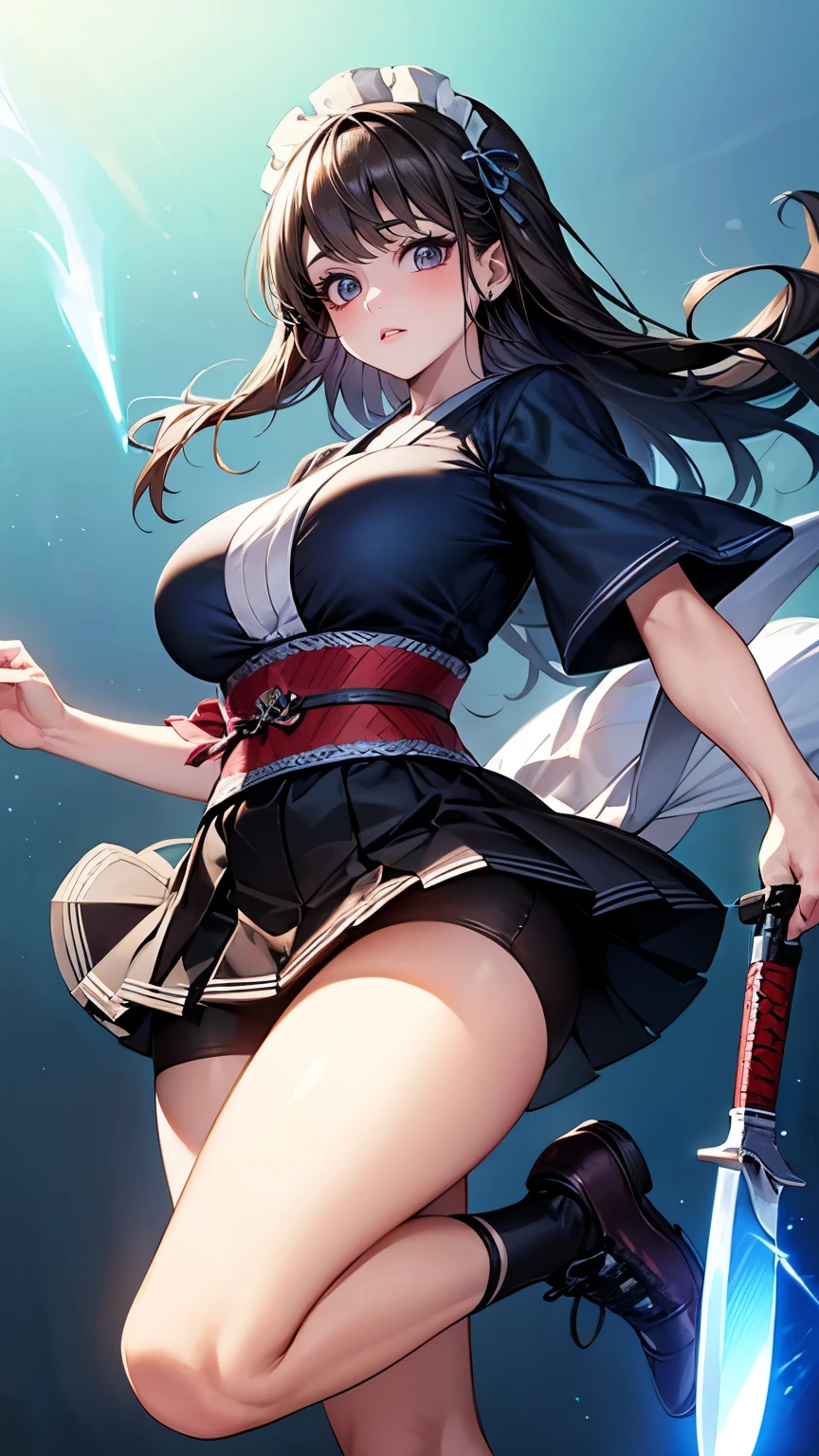 （Very delicate and beautiful：1.2）super model,,Big Breasts,Beautiful breasts,voluptuous,【bike shorts】,,【3girls】,,Highest quality, High resolution, 8K,Kick in a hurry.mini skirt,Japanese ta,knife,Blue Flame