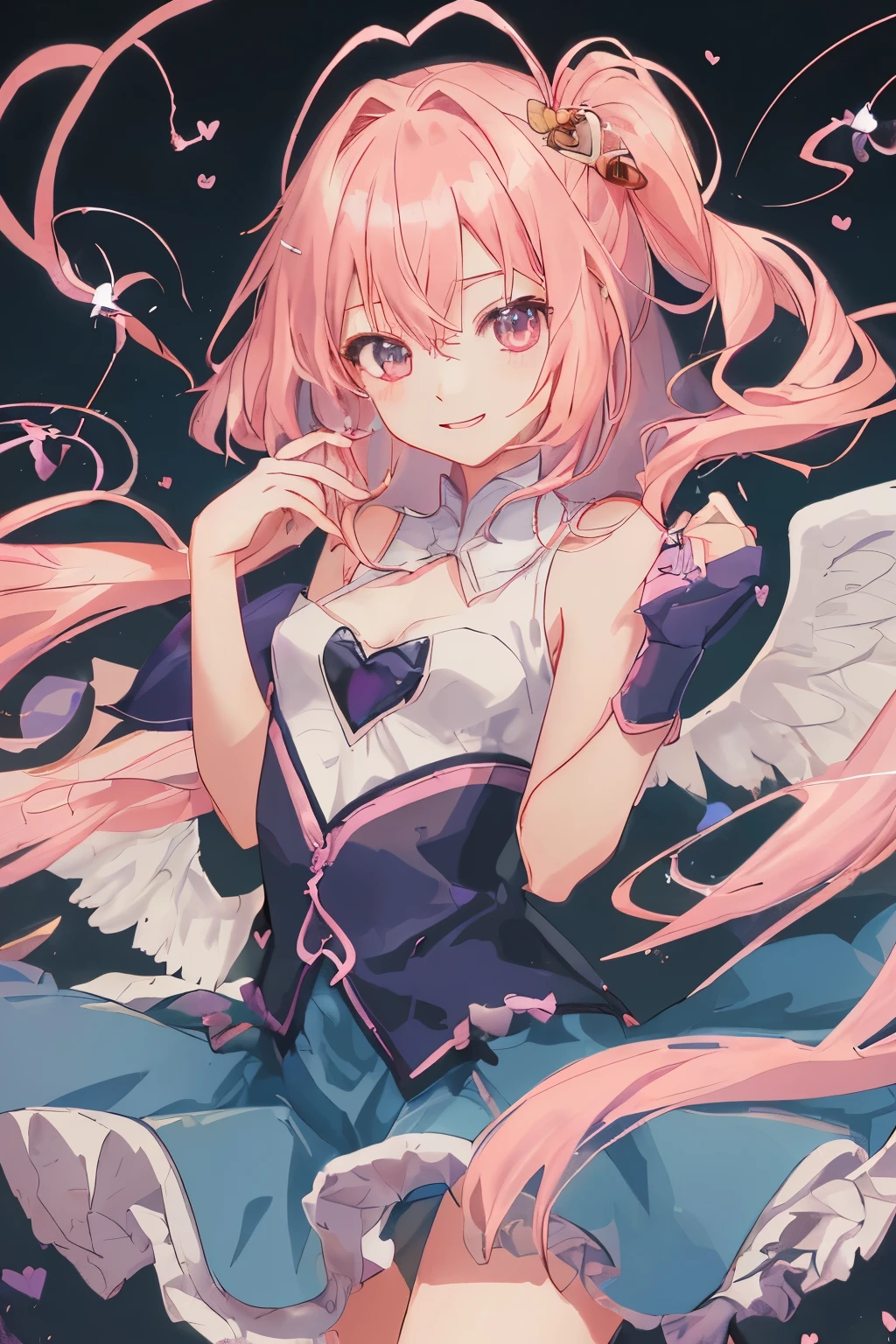 1_girl, (anime, kawai:2), (masterpeice, best_quality, simple, cute, dreamy, vibrant, clean:1.5), (cute, cute_smile, young:1.8), (delicate, beautiful, thin:1.5), (girlfriend, angel:1.6), (green_eyes, simple_eyes:1.5) (long_hair, blond_hair, wearing_pink_dress, pink_angel_wings, sexy_gloves:1.5), extremely_delicate, (love_magic:1.5), (age_size_fits_body), (small_thighs:1.3), (breasts), (eye_level:1.3), (heart_magic, love:1.5),