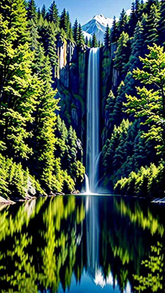 (work of art, best qualityer:1.2), in an environment of reflection for self-knowledge ,in the middle of the lake in a beautiful landscape, with trees and rivers, waterfall with crystal clear water