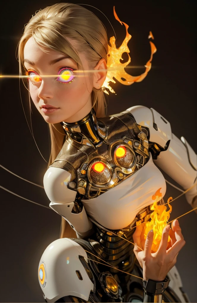 complex 3d render ultra detailed of a beautiful porcelain profile girl latina face, angel, robotic parts, 150 mm, beautiful studio soft light, rim light, vibrant details, luxurious cyberpunk, lace, ((glowing fire eyes:1.5)), hyperrealistic, anatomical, facial muscles, cable electric wires, microchip, elegant, beautiful background, octane render, H. R. Giger style, 8k, best quality, masterpiece, illustration, an extremely delicate and beautiful, extremely detailed ,CG ,unity ,wallpaper, (realistic, photo-realistic:1.37),Amazing, finely detail, masterpiece,best quality,official art, extremely detailed CG unity 8k wallpaper, absurdres, incredibly absurdres, robot, silver halmet, full body