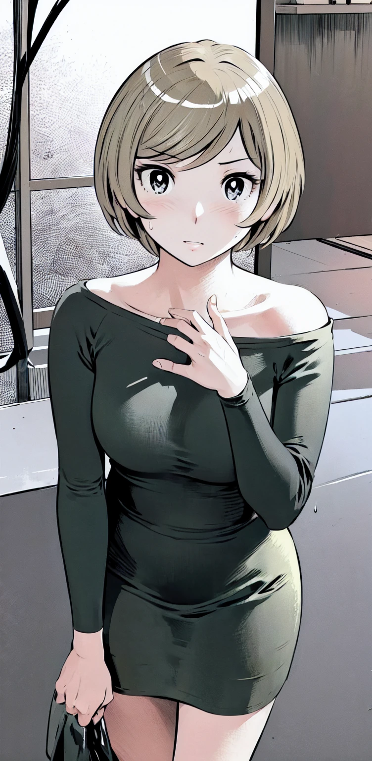 、(masterpiece、Highest quality)、Highest quality, Ultra-high resolution, (((masterpiece))), alone, Sweat、Big eyes,Show Viewer,
blonde,(short hair:1.2), (Highest quality:1.3),One Girl,Private Server、Floral dress、nature、Off the shoulder、Embarrassed face