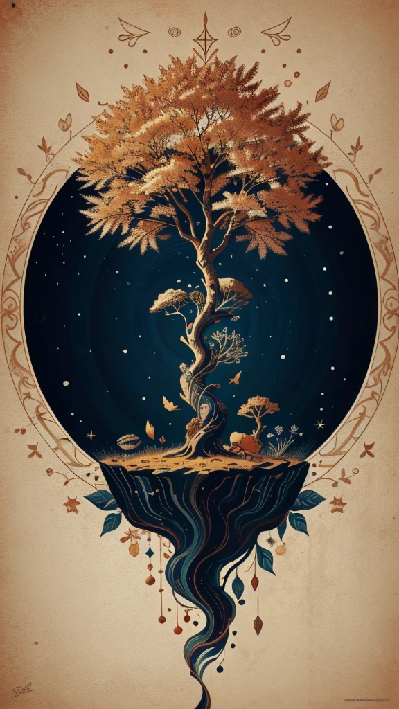 circular tree,four seasons,spring,summer,autumn,winter,leaves,roots,branches,trunk,ornate border,decorative,digital illustration,artwork,movement,time,swirling background,dark background,vibrant colors,natural,life cycle,growth,change,nature,life,peace,harmony,spirituality,symbolism,digital art,illustration,painting,graphic design,art,design,digital media,online art,visual art,fine art,fantasy