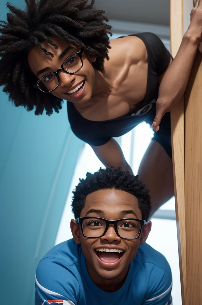 I want one of the thrills of the fun Pixar film, is a black boy with glasses, com o cabelo cacheado black power, he's happy