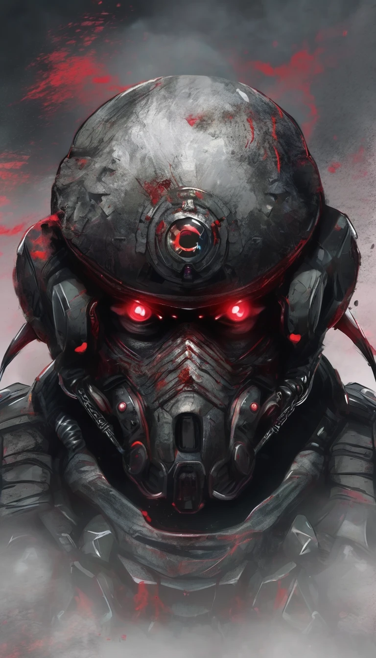 Portrait of a Soldier Monster, with Dark Aura and red eyes, two eyes, dark aura, no weapons.
