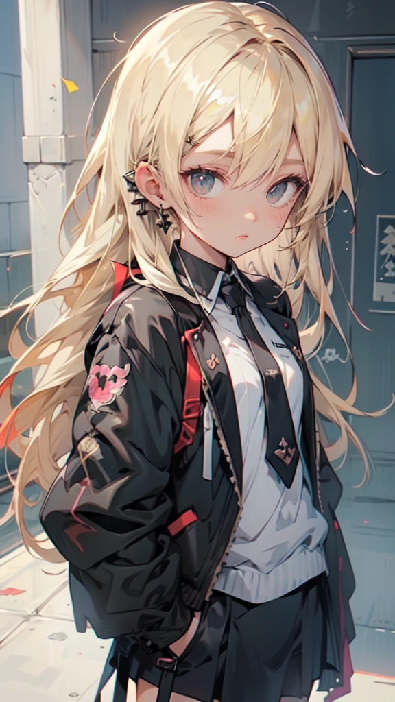 anime girl with blonde hair and black jacket and tie, visual anime of a cute girl, blonde anime girl with long hair, clean and detailed anime style, an anime girl, young anime girl, anime moe art style, anime girl, flat anime style, cute anime girl, portrait of an anime girl, high quality anime art style, portrait anime girl, (anime girl)