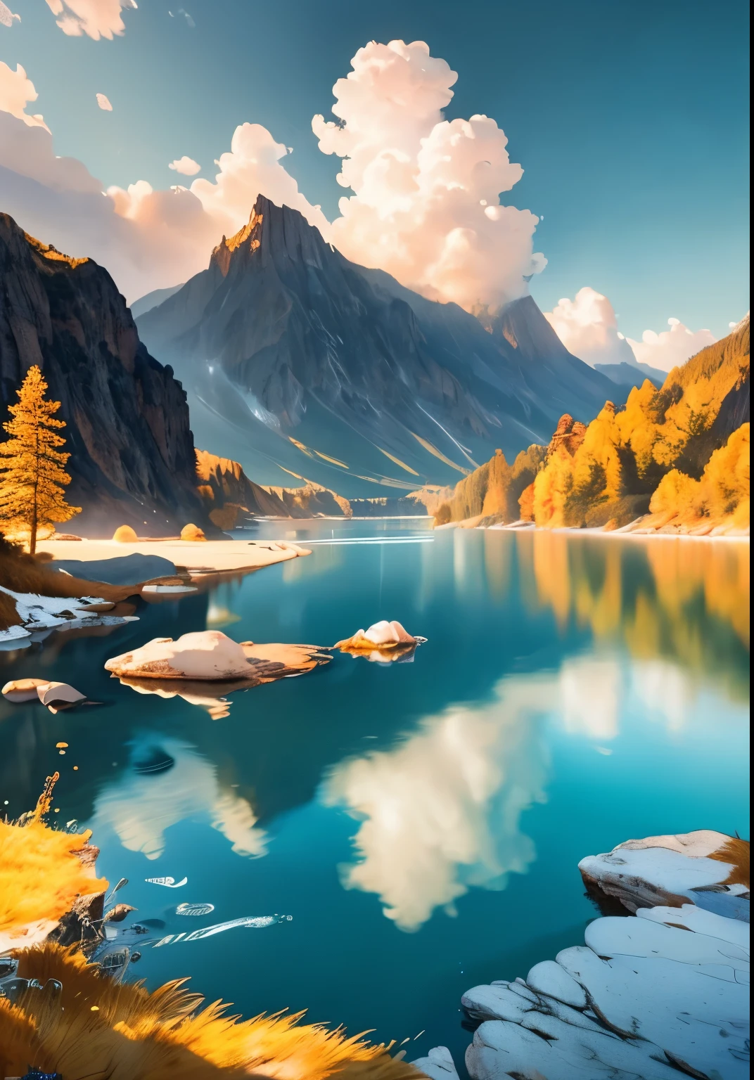 landscape,water,(Highly detailed CG Unity 8k wallpaper), The most beautiful works of art in the world,Professional majestic oil painting,Complex, High detail, Sharp focus, dramatic, Photorealistic pictorial art