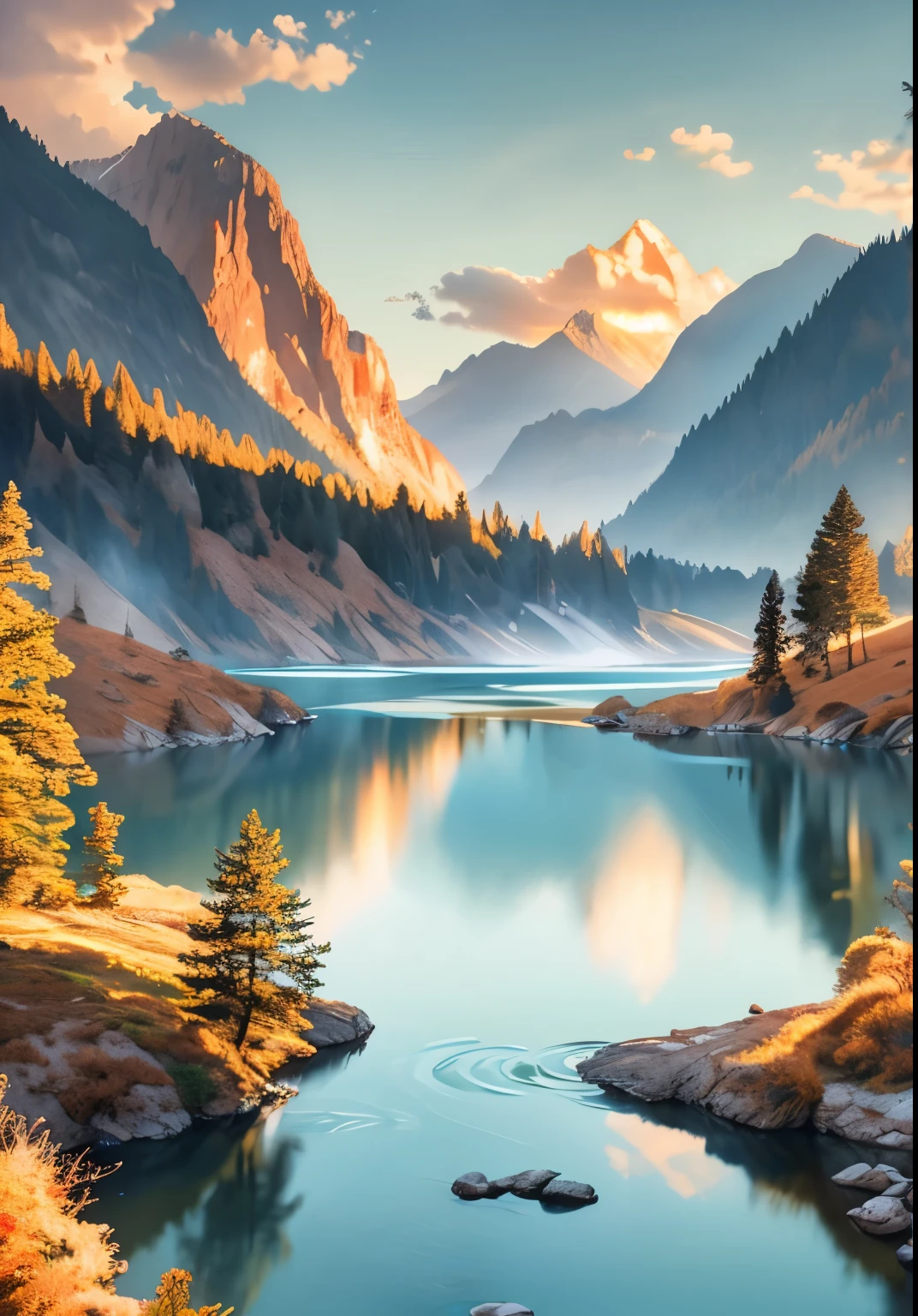 landscape,water,(Highly detailed CG Unity 8k wallpaper), The most beautiful works of art in the world,Professional majestic oil painting,Complex, High detail, Sharp focus, dramatic, Photorealistic pictorial art