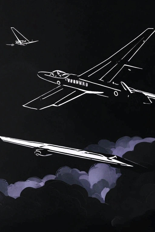Pitch black background,((Plane flying in the void)), Pitch black night world,