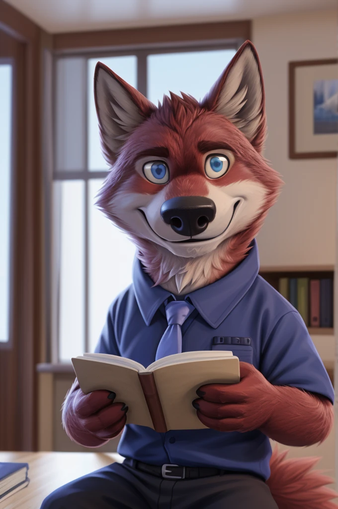 Ivan Fedorovich Wolfbach (Novosibirsk) ,tall handsome, wolf,young, 24 years, brown fur,Kind,(red body:1.3),beautiful,blue eyes,Novosibirsk,dressed, shirt, purple tie, trousers, , wolf, detailed fur, male,paw pads, finger claws,At the viewer, 5 fingers, paws, 5 fingers, smile, wrist watch, т nextel,by xenoforge, (difficult, high detail, digital photography, soft focus, RAW variety вкдущий передачи,Very close to the camera, variety,Novosibirsk, smile, good mood, positive, Very close to the camera, is sitting, poet of books, is sitting за компьютером столом, apartment, holding a pen,
Photorealism, realistic, digital style, Subsurface scattering,I look at the viewer,smdit writes a book, a glass of water, handle, paper,
masterpiece, Best quality, ultra realistic, 8 thousand.)