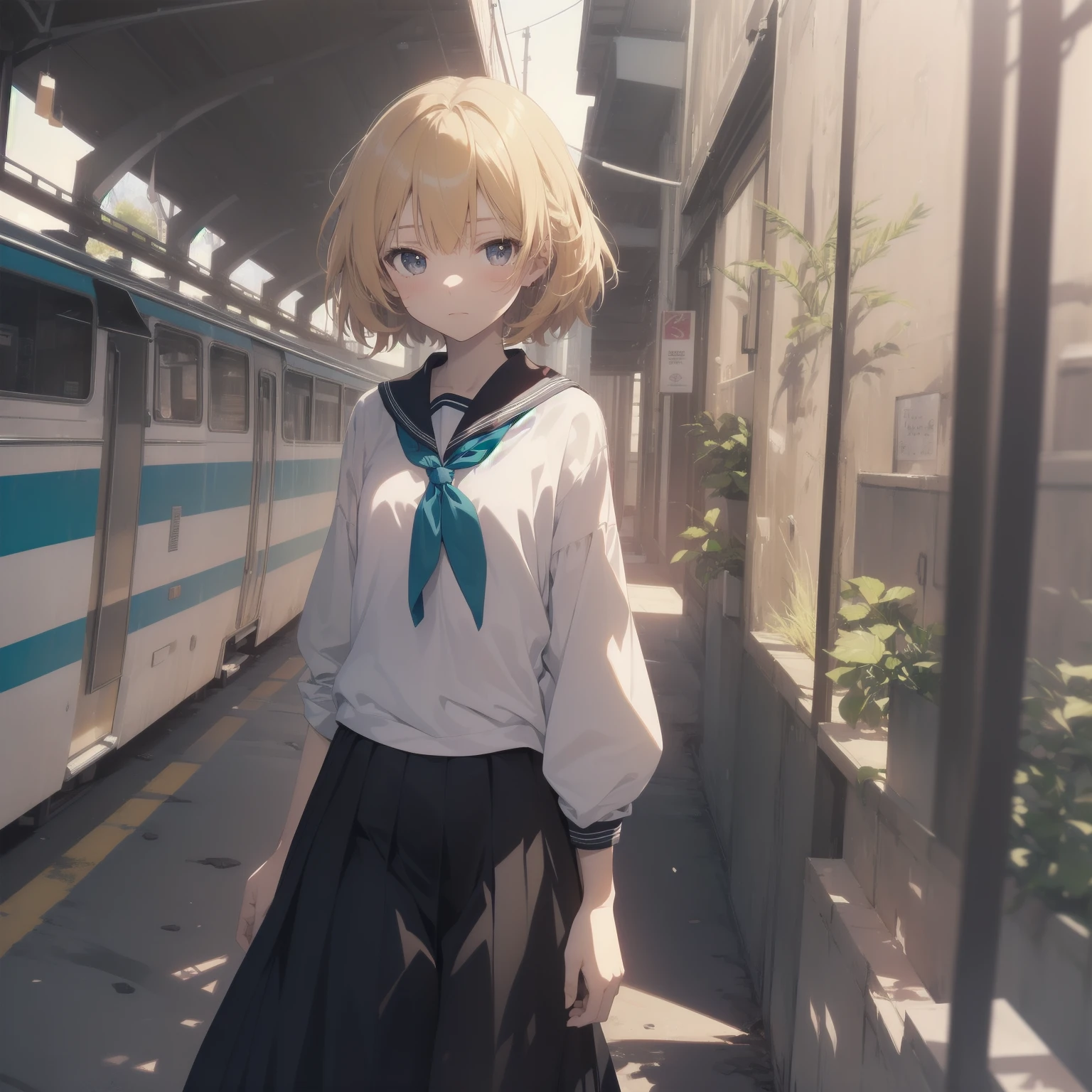 ultra-absurdres-Top quality by artist God, ultra-detailed, high resolution, anime moe artstyle, best anime 8k konachan wallpaper, pixiv contest winner, pool:2810, perfect anatomy,break, 1girl, (Please draw a girl walking sleepily to school alone. )break,(Solo,little female, 13-year-old:1.3),Full limbs, complete fingers,a junior high school student, (very short hair), short cut, flat chest, , small butt, small black eyes, beautiful detailed eyes, well-proportioned iris and pupils, expressive eyes, highres detailed hair, soft expression, salor school_uniform, sailor collar, serahuku, bow, pleated skirt,(Detailed Lighting), (Detailed background), in the School commute route. break,super detailed skin, Best cinematic lighting powered by famous artist, 8k,beauty illustration,photoshop_(medium),very aesthetic,break,((artist:toosaka_asagi )), artist:clamp ,artist:carnelian ,artist:kantoku ,
