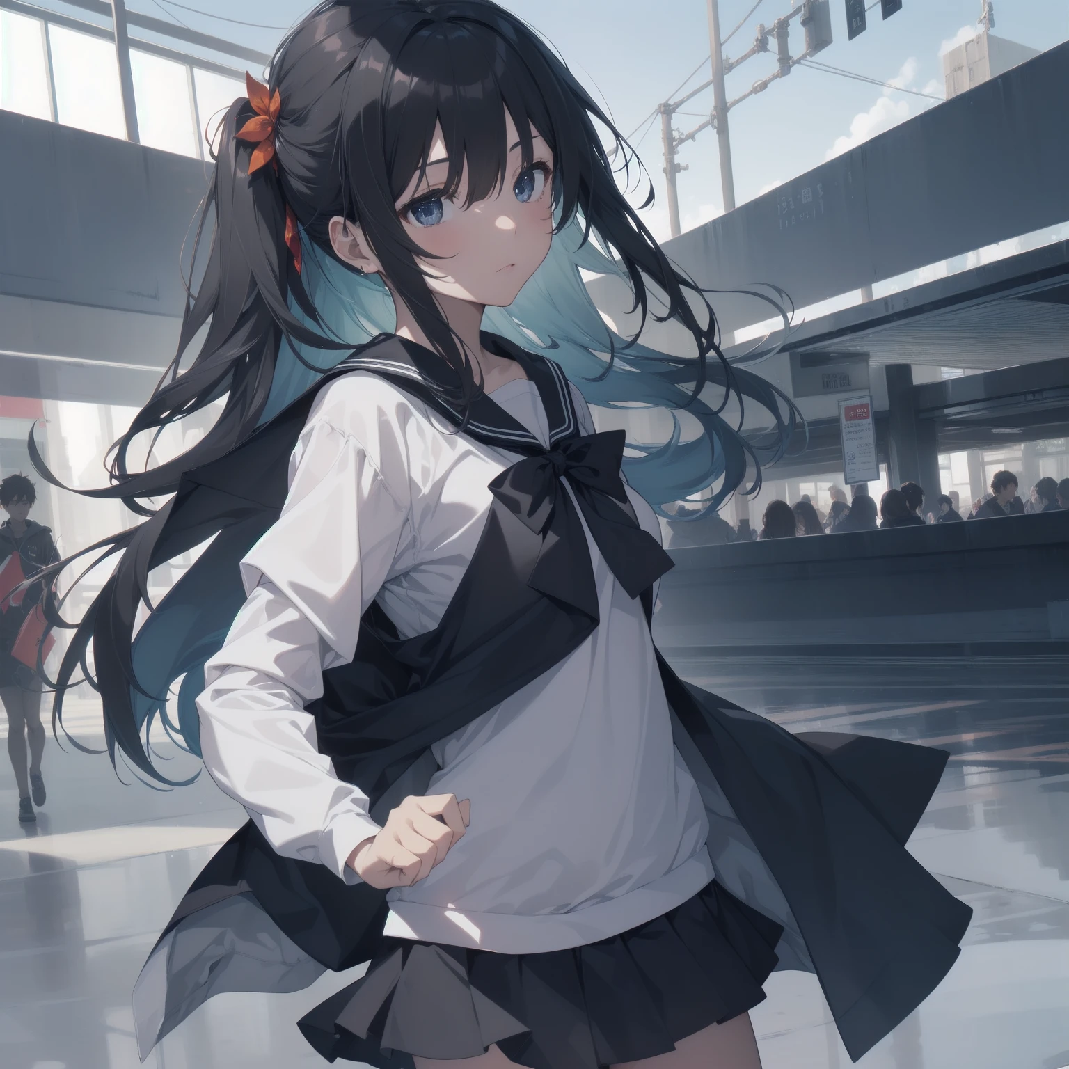 ultra-absurdres-Top quality by artist God, ultra-detailed, high resolution, anime moe artstyle, best anime 8k konachan wallpaper, pixiv contest winner, pool:2810, perfect anatomy,break, 1girl, (Please draw a girl walking sleepily to school alone. )break,(Solo,little female, 13-year-old:1.3),Full limbs, complete fingers,a junior high school student, (very short hair), short cut, flat chest, , small butt, small black eyes, beautiful detailed eyes, well-proportioned iris and pupils, expressive eyes, highres detailed hair, soft expression, salor school_uniform, sailor collar, serahuku, bow, pleated skirt,(Detailed Lighting), (Detailed background), in the School commute route. break,super detailed skin, Best cinematic lighting powered by famous artist, 8k,beauty illustration,photoshop_(medium),very aesthetic,break,((artist:toosaka_asagi )), artist:clamp ,artist:carnelian ,artist:kantoku ,