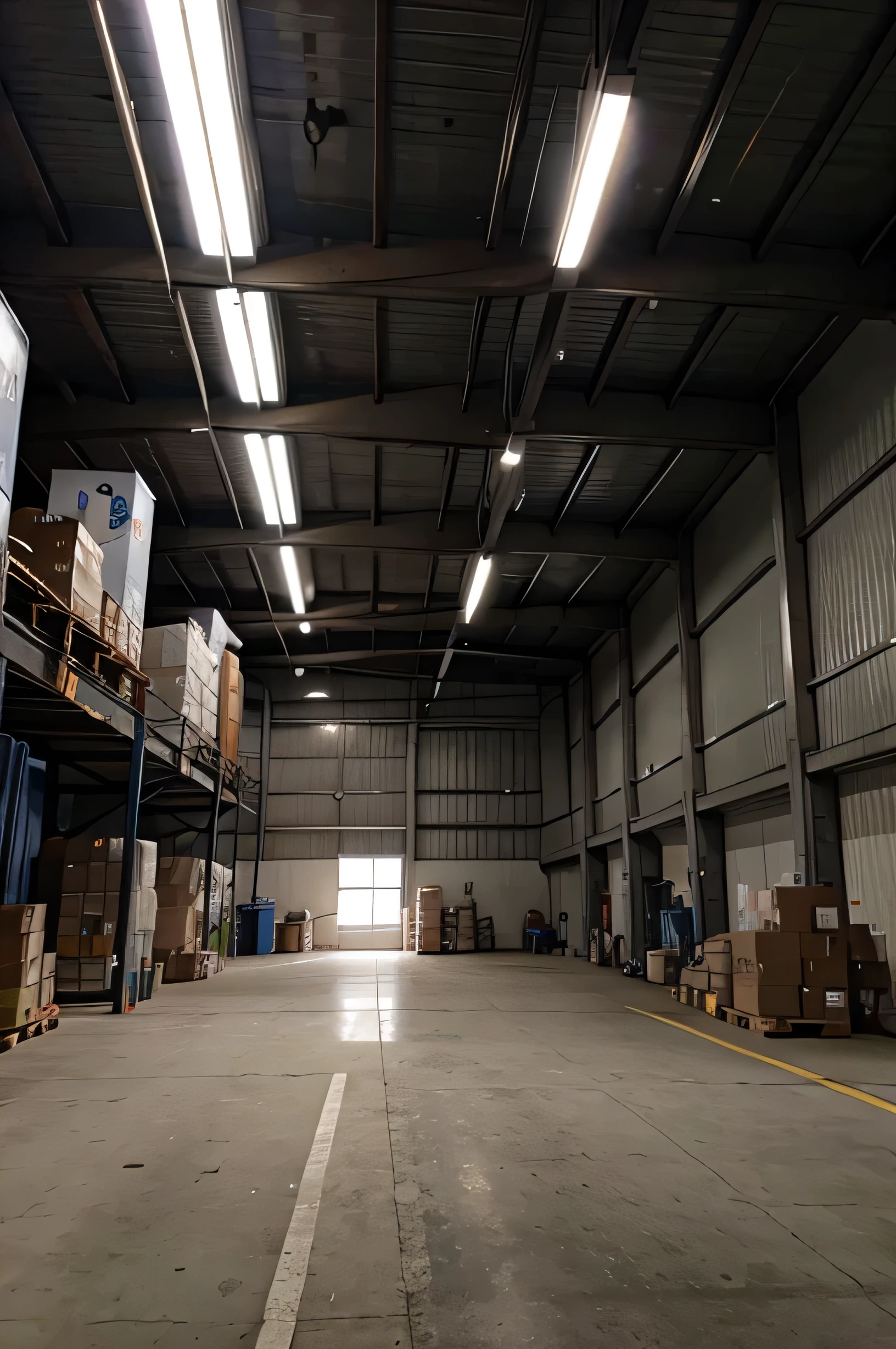 large warehouse of electricity input products and electric generators not with so much light. 