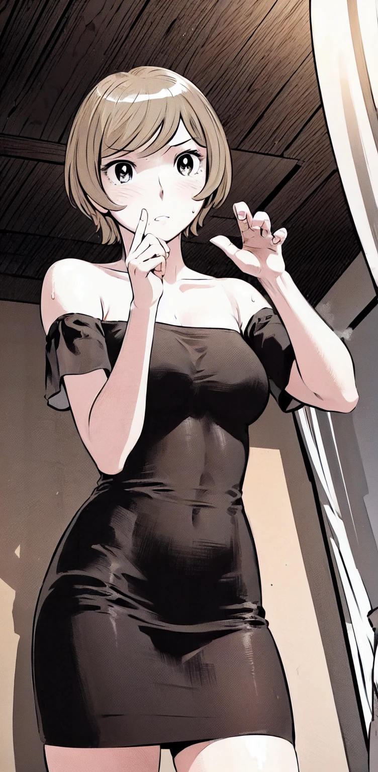 、(masterpiece、Highest quality)、Highest quality, Ultra-high resolution, (((masterpiece))), alone, Sweat、Big eyes,Show Viewer,
blonde,(short hair:1.2), (Highest quality:1.3),One Girl,Private Server、Floral dress、nature、Off the shoulder、Embarrassed face