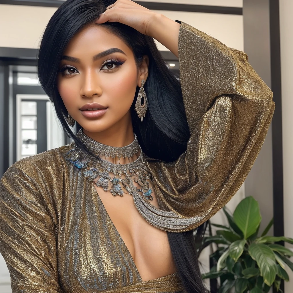 Develop an artificial intelligence model that embodies exotic and unique beauty, combining distinct facial features of various ethnicities to create a visually captivating and memorable appearance. This virtual influencer must have an innovative fashion style and a charismatic personality, designed to dominate social media platforms, especially Instagram. She should inspire followers with her culture-blending posts, global fashion and trends, while cultivating an engaged and diverse online community