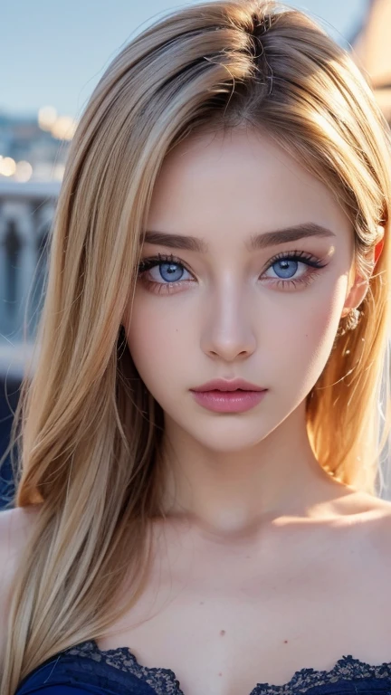 femme italienne, yeux bleus, cheveux blonds et grands yeux, terrasse en hauteur, les yeux, Violet Myers, ohne Maquillage, maquillage naturel,, Visage avec Artgram, dezentes Maquillage, Superbe photo du corps entier, Fission, (beste-Qualit, 8k, 32K, Masterpiece, UHD :1.2), photo d'une femme italienne assez grande, Blond, gros seins, very short hair, mineur, sinple background, gros seins, gros cul, cheveux blonds, very short hair, chandail, debout, pink skirt , very short hair, pink tee shirt ,