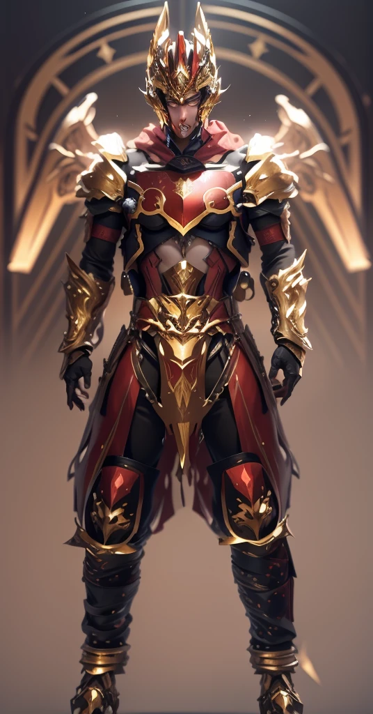The chest is mainly red,Decorated with gold,The color becomes gorgeous and deep,The color changes to red and amber,And added some gold,Some red and amber,And some gold(Ensure its layering and armor texture,Red is the dominant color,Add some gold for decoration)