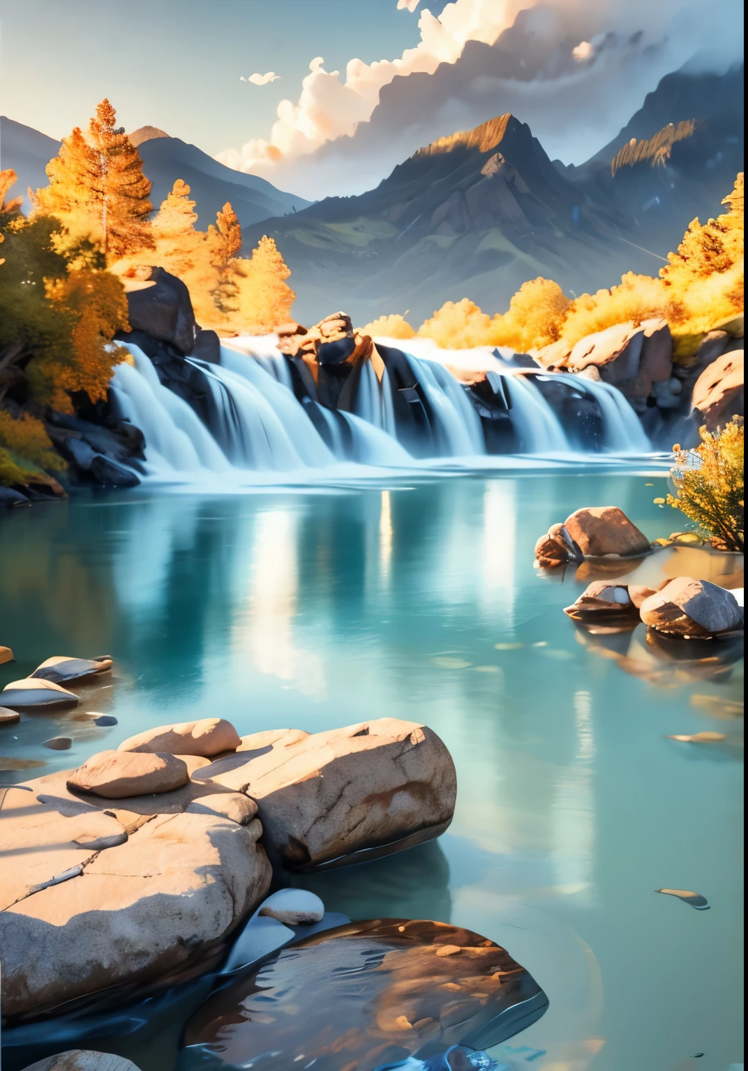 landscape,water,(Highly detailed CG Unity 8k wallpaper), The most beautiful works of art in the world,Professional majestic oil painting,Complex, High detail, Sharp focus, dramatic, Photorealistic pictorial art
