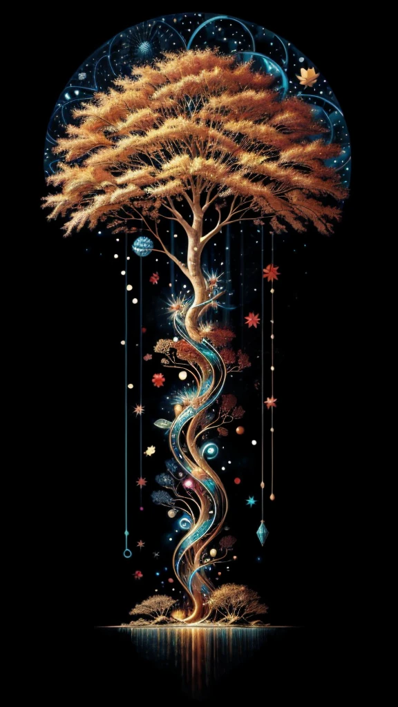 circular tree,four seasons,spring,summer,autumn,winter,leaves,roots,branches,trunk,ornate border,decorative,digital illustration,artwork,movement,time,swirling background,dark background,vibrant colors,natural,life cycle,growth,change,nature,life,peace,harmony,spirituality,symbolism,digital art,illustration,painting,graphic design,art,design,digital media,online art,visual art,fine art,fantasy