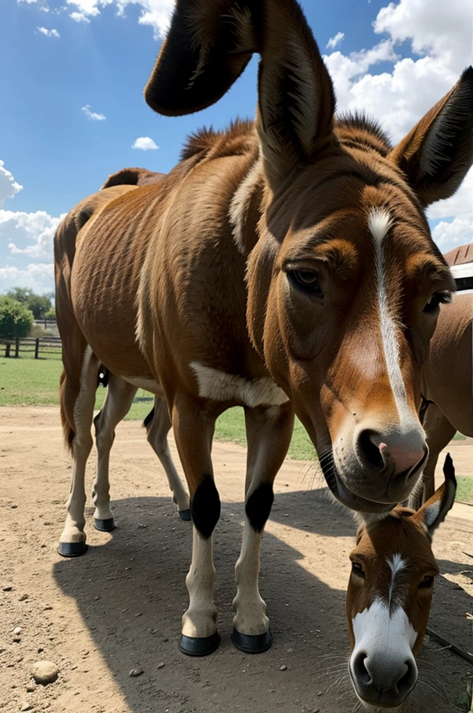 A dog fucking a donkey