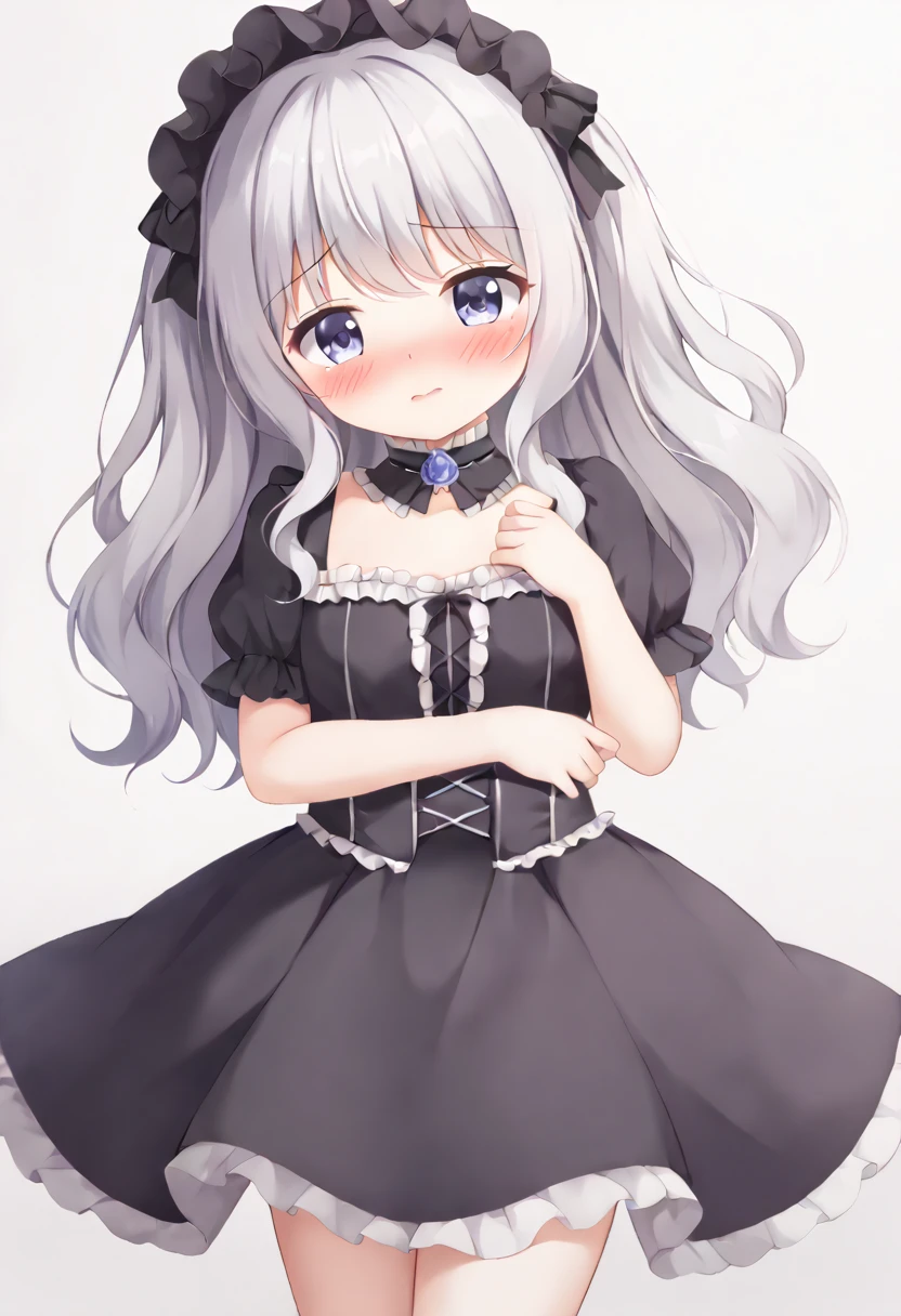 Cute beautiful girl、Embarrassed、Gothic Lolita、A sweet and adorable blush、Beautiful Lips、Beautiful Eyes、Wavy Hair