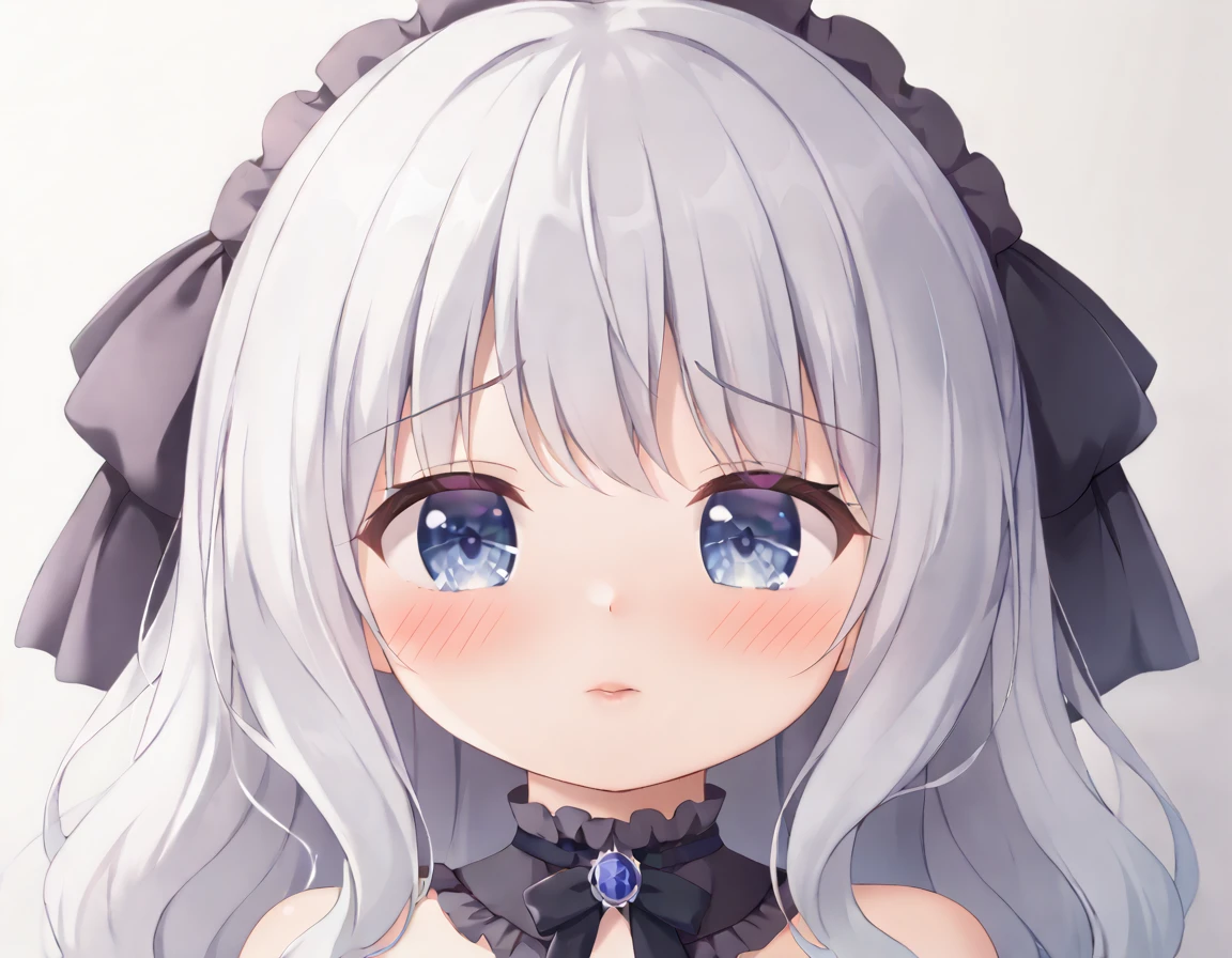 Cute beautiful girl、Embarrassed、naked、Gothic Lolita、A sweet and adorable blush、Beautiful Lips、Beautiful Eyes、Wavy Hair