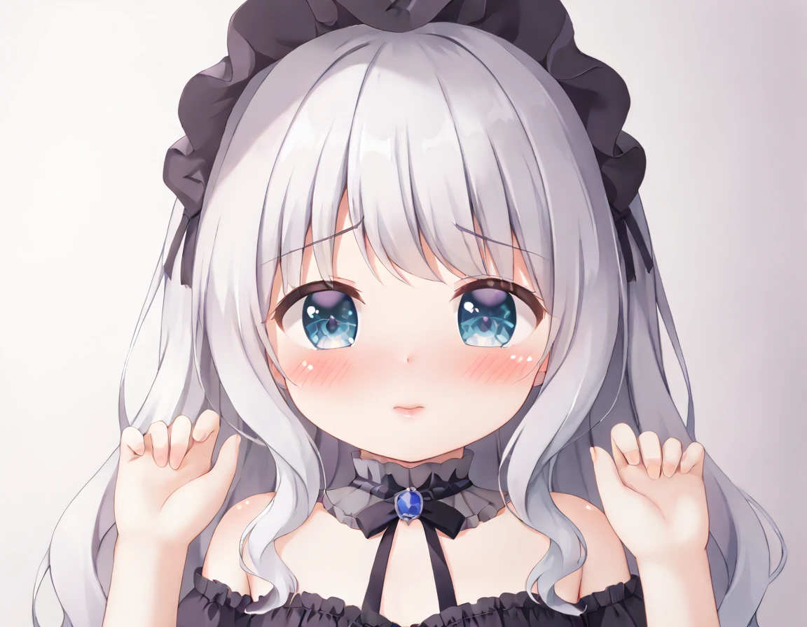 Cute beautiful girl、Embarrassed、naked、Gothic ta、A sweet and adorable blush、Beautiful Lips、Beautiful Eyes、Wavy Hair