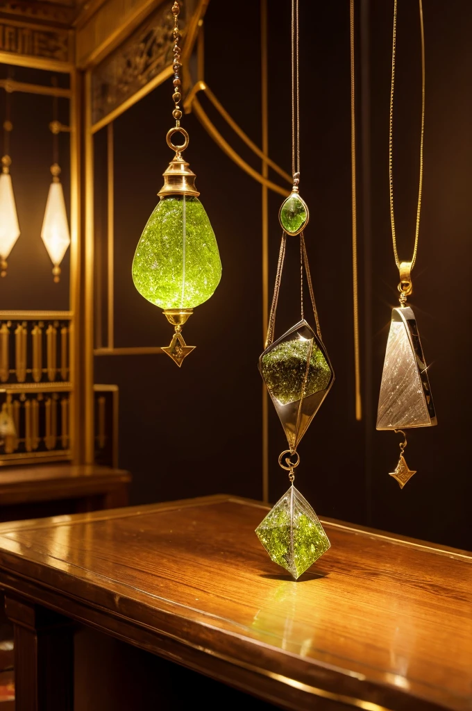 Genuine、Moldavite pendulum、beautiful、The background is a fortune-telling parlor