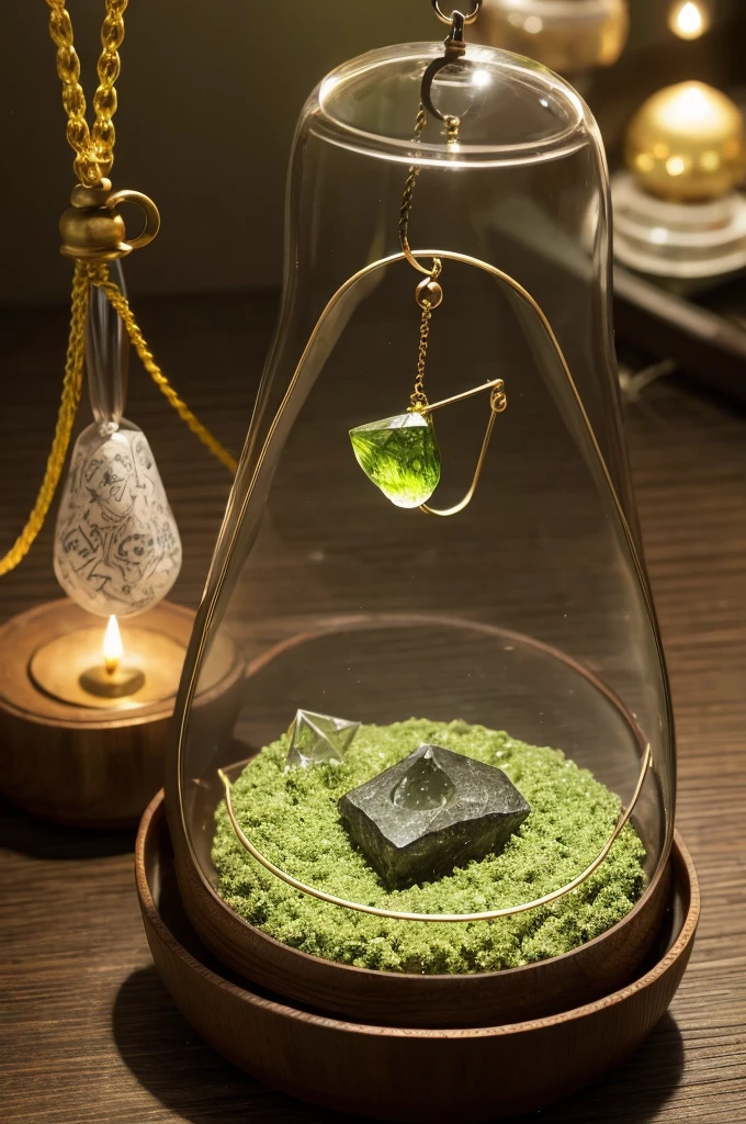 Genuine、Moldavite pendulum、beautiful、The background is a fortune-telling parlor