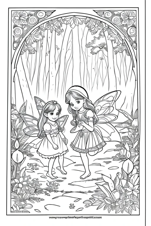 create me a coloring book about an enchanted forest with fairies for children 30 drawings