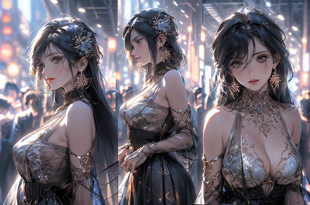 "(best qualityer, Masterpiece artwork:1.2) | eye detailed:1.2 1 woman (dinamic angle, point of view, long hair) choker, chemise, earrings in ear, finely detailled, Masterpiece artwork."