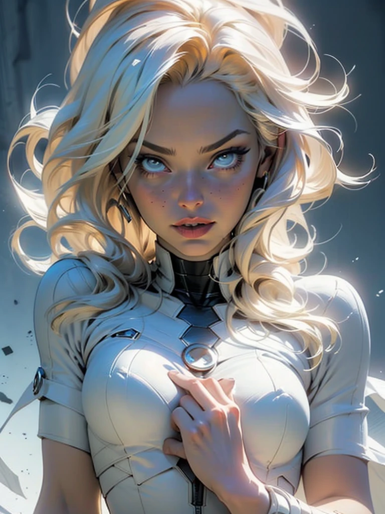 Gwen in the x-men in her new spider x-men suit,Solo, High Resolution, Masterpiece, Best Quality, High Details, High Quality, Large breasts, adult woman,