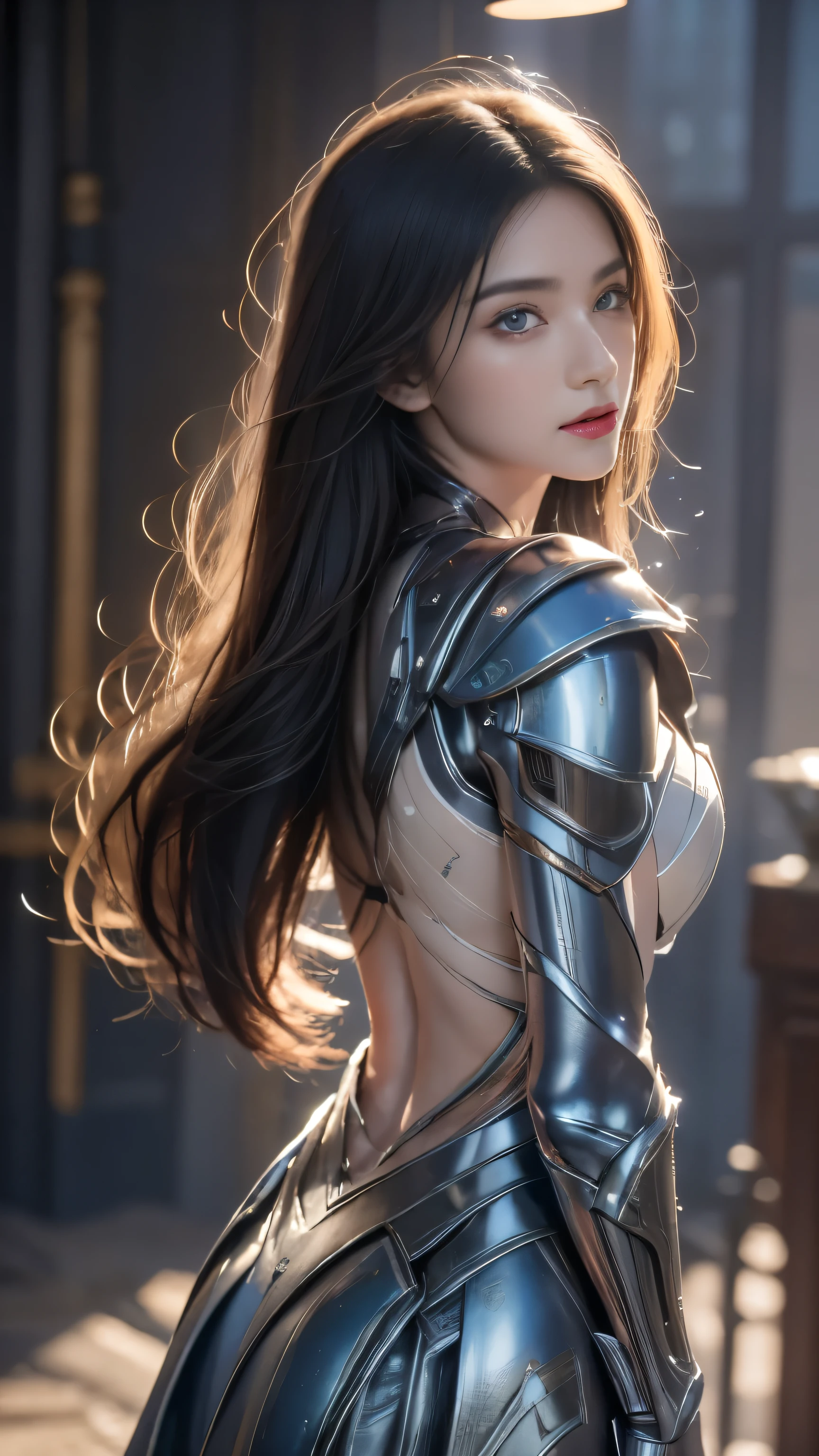 (masterpiece:1.2), best quality, high resolution, Unity 8K wallpaper, (illustration:1.0), Beautiful and detailed, Extremely detailed, Perfect lighting, Extremely detailed CG,Luminescence eyes,Backlight, , armor, Forged_trumpet, Luminescence, full_armor,Warframe,Humanoid_,trumpet,helmet,mask,sample_background,arms, monster, blue_armor,, Looking at the audience,Solitary,view,