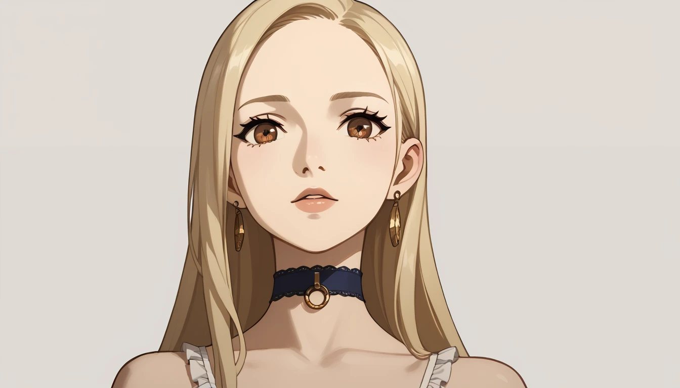 "(best qualityer, Masterpiece artwork:1.2) | eye detailed:1.2 1 woman (dinamic angle, point of view, long hair) choker, chemise, earrings in ear, finely detailled, Masterpiece artwork."