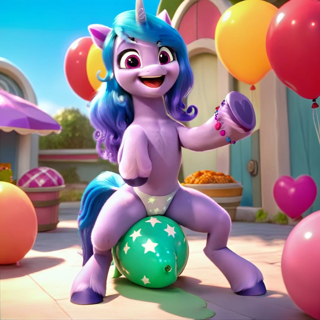 score_9, score_8_up, score_7_up, score_6_up, score_5_up, score_4_up,
female, Izzy Moonbow, solo, looner, nonpop, balloon nonpop, detailed background, party, selfie, fanservice, plot, balloon fetish, balloon support, 3d, hd, 4k, solo,
safe, rating safe,
spread legs, plot, blowing up balloons, balloon blowing, wide hips, arched back, overinflated balloon, tight balloon, necked balloon, translucent balloon, white star print on balloon, balloon inflation, bouncing, squeaking, noisy, loud,
My Little Pony: Make Your Mark, My Little Pony: A New Generation, cinematic, dynamic angle, depth of field, bloom, subsurface scattering