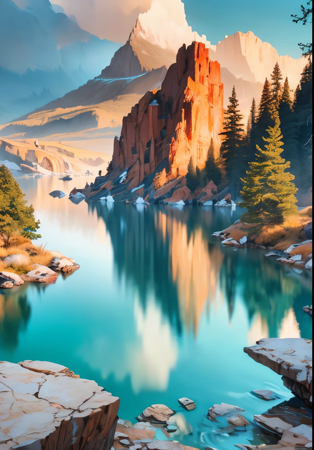 landscape,water,(Highly detailed CG Unity 8k wallpaper), The most beautiful works of art in the world,Professional majestic oil painting,Complex, High detail, Sharp focus, dramatic, Photorealistic pictorial art