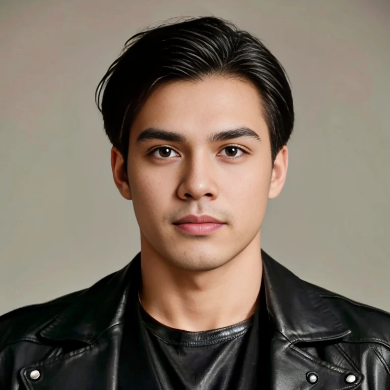 Close-up of a Southeast Asian man with a round face., black eyes, staring at the viewer, morning sun, ((face details)), Double eyelids, realistic, Masterpiece, Highest quality, lens flare, shade, [[Chromatic aberration, digital painting, 8K, 45,000,000,000 pixels,, t-shirt, long hair,black eyes,abdominal muscles, The body is beautiful and strong., Curvy chest, (digital painting, HDR, high contrast
