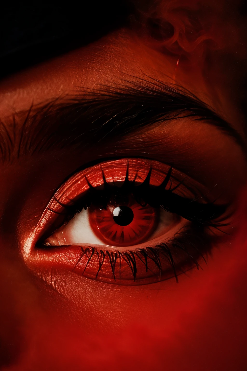 an eye with red smoke inside and rock style
