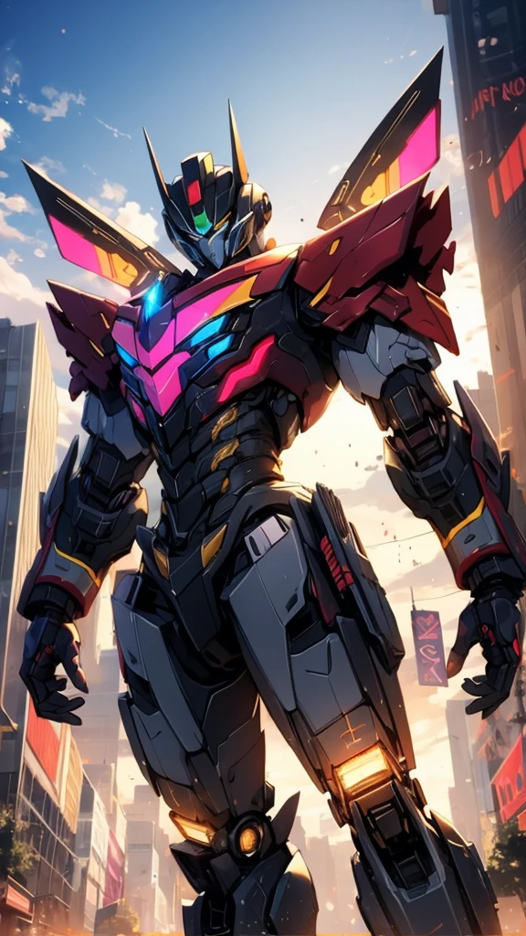AI based on Transformers prime,  Megatron with cherry colored horns with black 