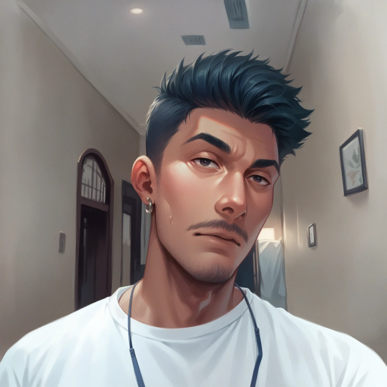 Background enhanced, small manly earrings