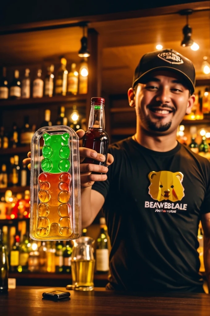 Believe me a drunk gummy bear with a bottle of liquor in his hand