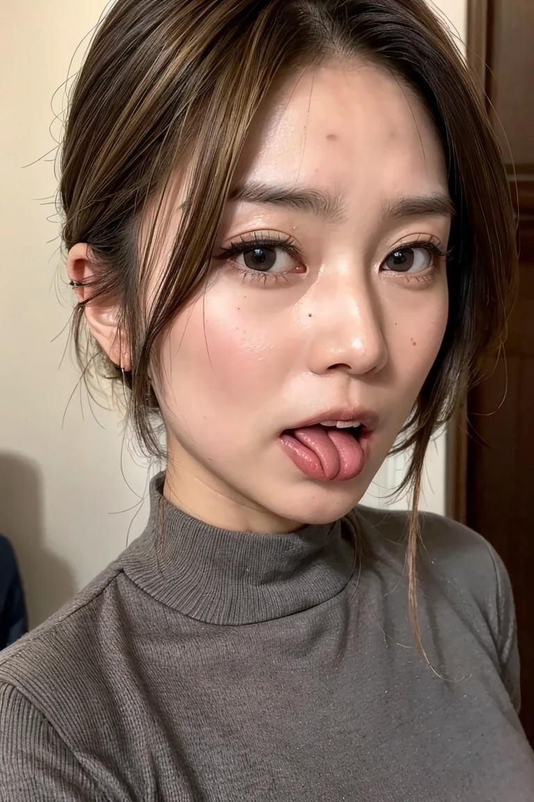 (Realistic:1.3、Ultra HD、Ultra-high resolution、8K、Female Japanese Housewife、寝室でBlowjobチオをするMature Woman:1.5、At the bed)、((Look Viewer:1.8))、(Extremely realistic skin texture:1.4)、(Realistic:1.3)、short hair、((Embarrassed expression:1.5))、(blonde:1.5)、48-year-old woman、Mature Woman、Ponytail Hairstyles、(Brown eyes:1.3)、(Face close-up:1.38)、(Sweaty:1.2)、(Nipplesを見せる)、((衣服から突き出たNipples,))、dress、美しいNipples、Nipples、(Shooting from the side:1.1)、Drooling、((Blowjob、Cum in mouth、))、((Sticking out tongue:1.2))