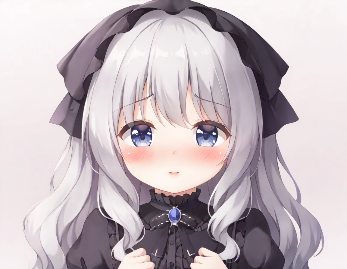 Cute beautiful girl、Embarrassed、naked、A sweet and adorable blush、Beautiful Lips、Beautiful Eyes、Short Gothic Lolita、Wavy Hair、