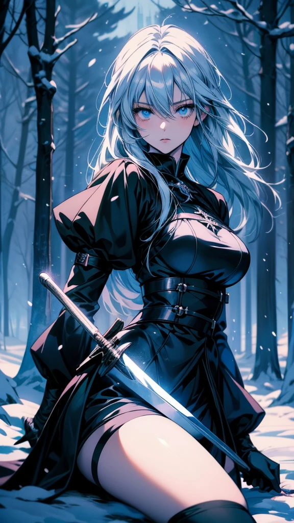 Anime girl with a sword in a snowy forest, Nightcore, Gothic Maiden Anime Girl, from East, Fate-like anime style/Stay Night, 2b, 2b ..., rimuru tempest, Gap Moe Yandere Grimdark, East character, Anime Art, East project, East, Spectacular anime style, Anime Wallpaper