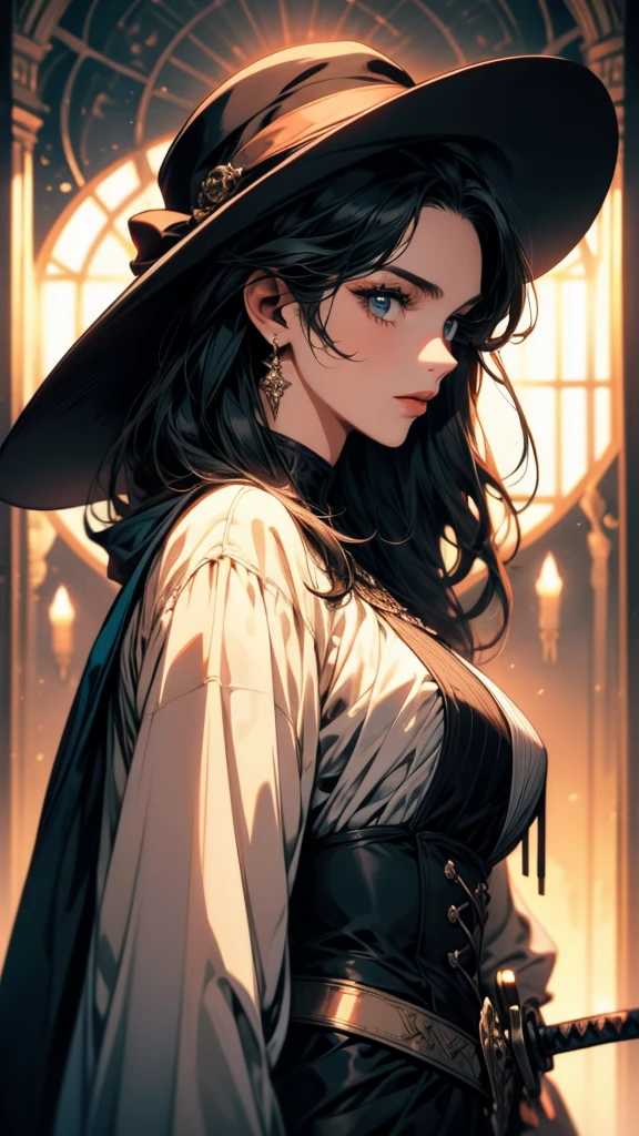 Close-up of a person with a hat and sword, from Girls' Frontline, Discord pfp, From Arknights, Kantai Collection Style, Detailed Anime Character Art, trigger anime art style, On pixiv, Girls' Frontline style, Mischievous grin, by Kamaguruka, everyone, As a great monster hunter, Fine details. Girls' Frontline