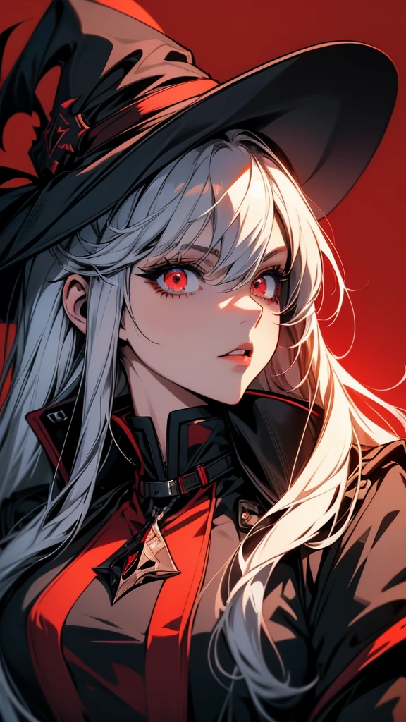 Close-up portrait of a person in uniform and hat, Lucky Winner, portrait Gap Moe Yandere Grimdark, Gap Moe Yandere Grimdark, 2b, 2b ..., from Arknights, Alucard, Arknights, vampire, Detailed Anime Character Art, 1 7 year old anime goth girl, With eyes that glow red, 2D Anime Style
